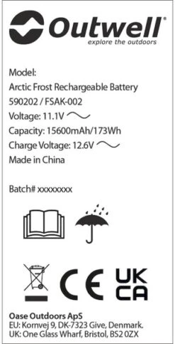 Outwell Oplaadbare Accu Voor Arctic Frost Koelboxen -Camping Promotiewinkel 1069 1900 accu 4