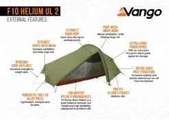 Vango F10 Helium UL 2 Ultralichte Trekking Tunneltent - 1/2 Persoons - Groen -Camping Promotiewinkel 1900 1783 f10 helium ul 2 6