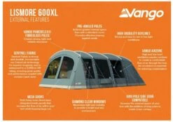 Vango Lismore 600XL Tunneltent - 5 Persoons - Groen -Camping Promotiewinkel 1900 1783 lismore 600xl package 2