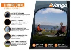 Vango Lismore 600XL Tunneltent - 5 Persoons - Groen -Camping Promotiewinkel 1900 1783 lismore 600xl package 3