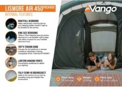 Vango Lismore Air 450 Opblaasbare Tunneltent - 4 Persoons - Groen -Camping Promotiewinkel 1900 1783 lismore air 450 package 4