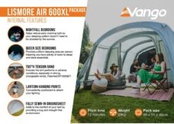 Vango Lismore Air 600XL Opblaasbare Tunneltent - 5 Persoons - Groen -Camping Promotiewinkel 1900 1783 lismore air 600xl package 4