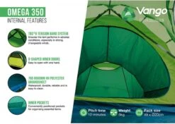 Vango Omega 350 Tunneltent - 3 Persoons - Groen -Camping Promotiewinkel 1900 1783 omega 350 6
