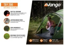 Vango Tay 200 Koepeltent - 2 Persoons - Groen -Camping Promotiewinkel 1900 1783 tay 200 3