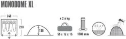 High Peak Monodome XL Koepeltent - 4 Persoons - Pearl -Camping Promotiewinkel 370 1200 4001690103121.pt01