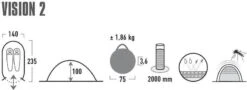 High Peak Vision 2 Pop-up Tent - 2 Persoons - Groen -Camping Promotiewinkel 440 1200 4001690101080.pt01
